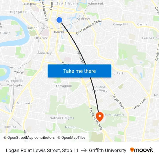 Logan Rd at Lewis Street, Stop 11 to Griffith University map