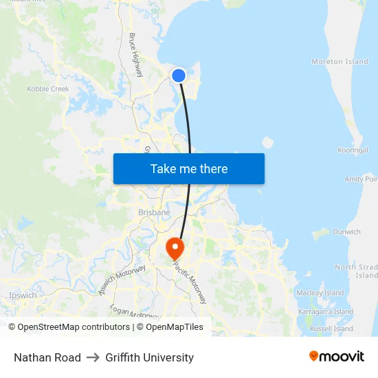 Nathan Road to Griffith University map