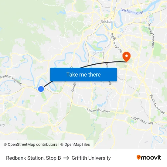 Redbank Station, Stop B to Griffith University map
