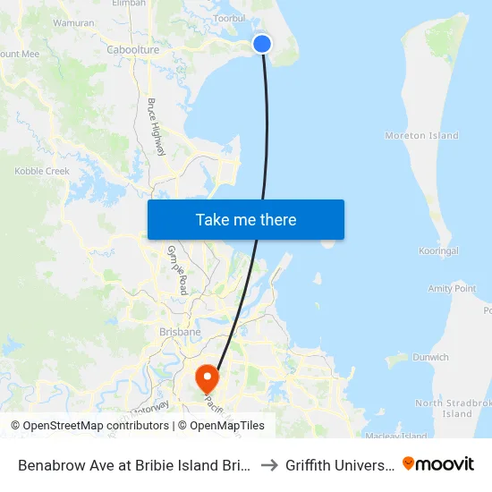 Benabrow Ave at Bribie Island Bridge to Griffith University map