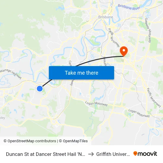 Duncan St at Dancer Street Hail 'N' Ride to Griffith University map