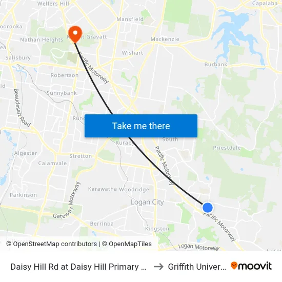 Daisy Hill Rd at Daisy Hill Primary School to Griffith University map