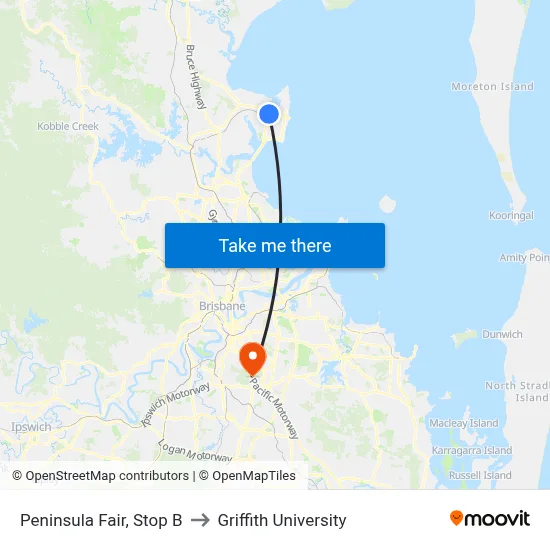 Peninsula Fair, Stop B to Griffith University map
