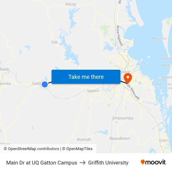 Main Dr at UQ Gatton Campus to Griffith University map