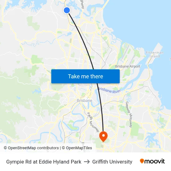 Gympie Rd at Eddie Hyland Park to Griffith University map
