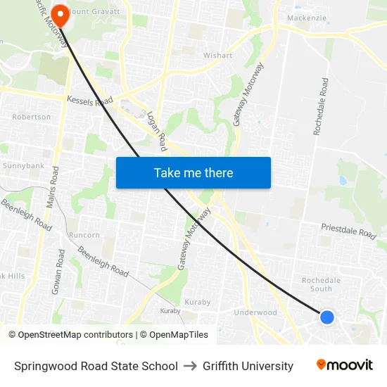 Springwood Road State School to Griffith University map