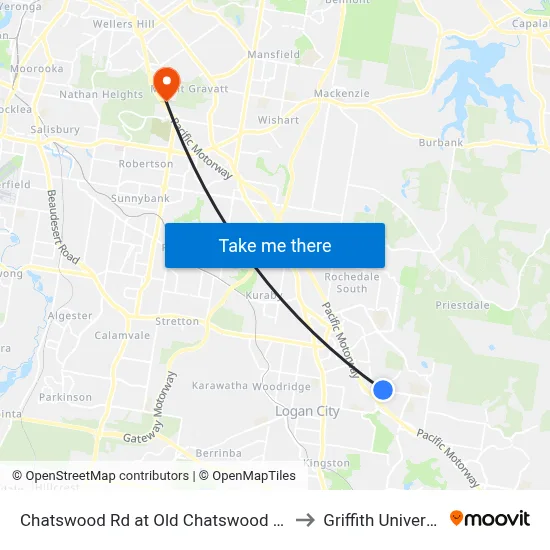 Chatswood Rd at Old Chatswood Road to Griffith University map