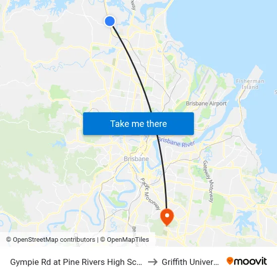 Gympie Rd at Pine Rivers High School to Griffith University map