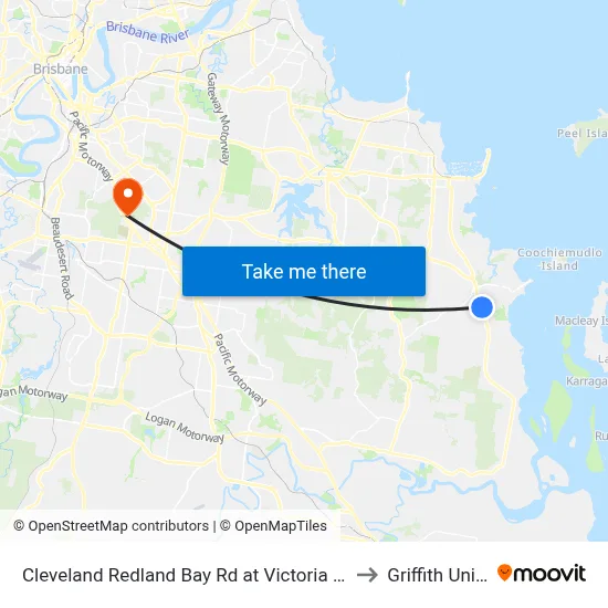 Cleveland Redland Bay Rd at Victoria Point High School to Griffith University map