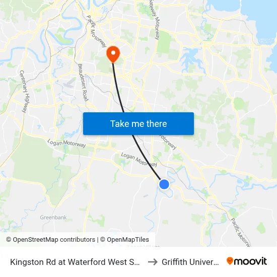 Kingston Rd at Waterford West Shops to Griffith University map