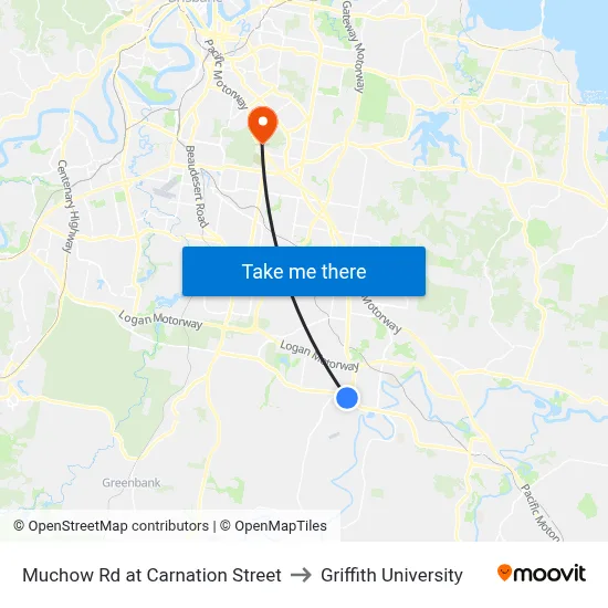 Muchow Rd at Carnation Street to Griffith University map