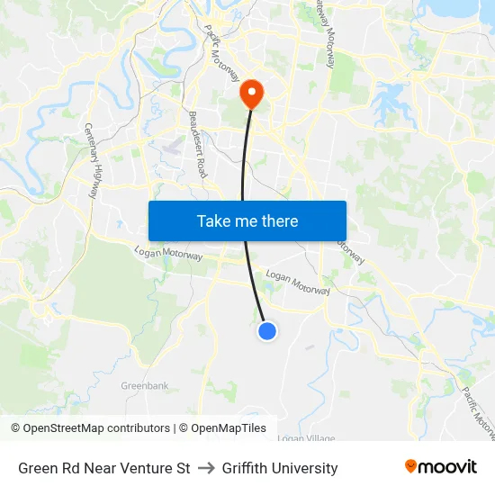 Green Rd Near Venture St to Griffith University map