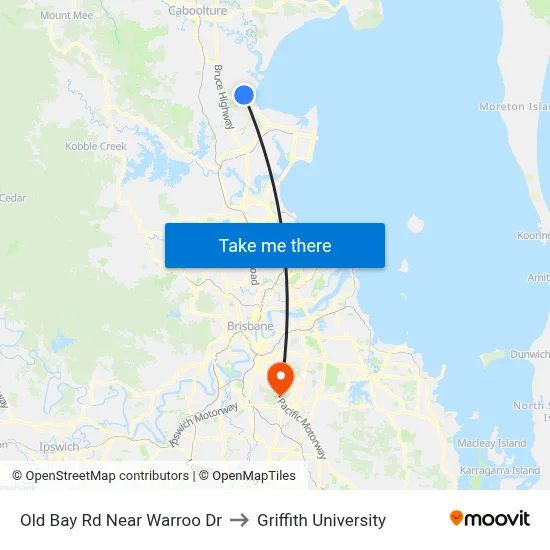Old Bay Rd Near Warroo Dr to Griffith University map