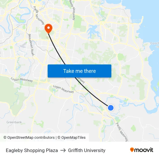 Eagleby Shopping Plaza to Griffith University map