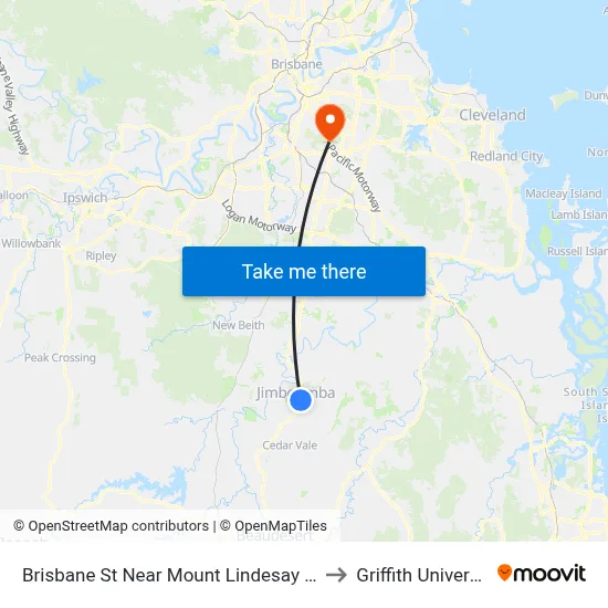 Brisbane St Near Mount Lindesay Hwy to Griffith University map