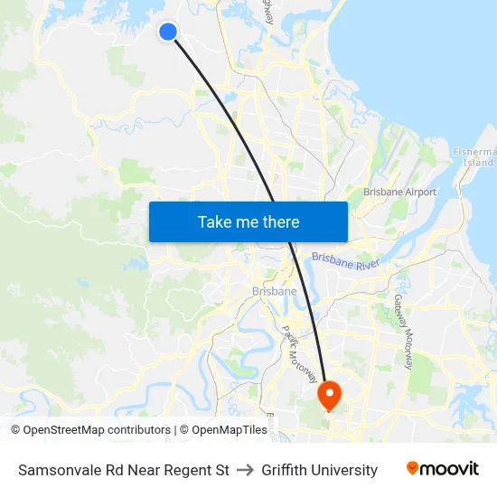 Samsonvale Rd Near Regent St to Griffith University map