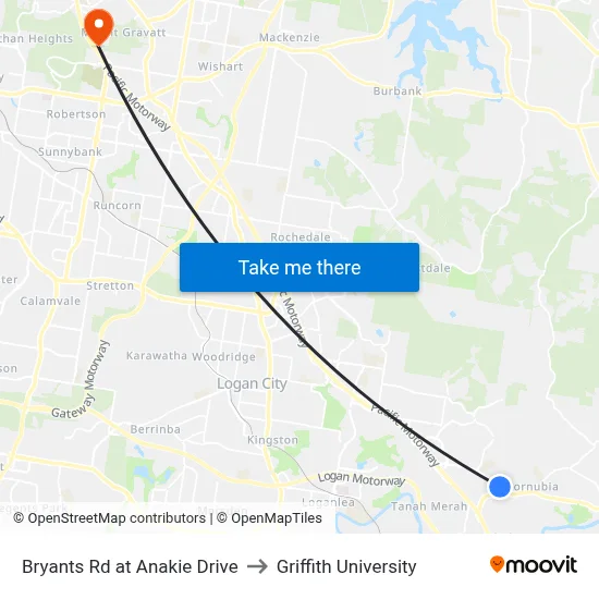 Bryants Rd at Anakie Drive to Griffith University map