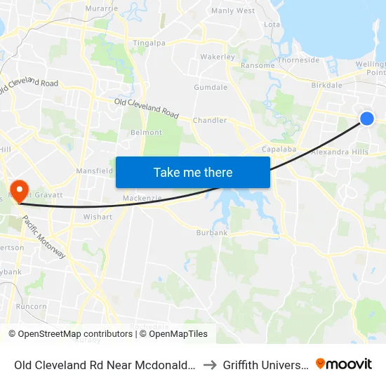 Old Cleveland Rd Near Mcdonald Rd to Griffith University map