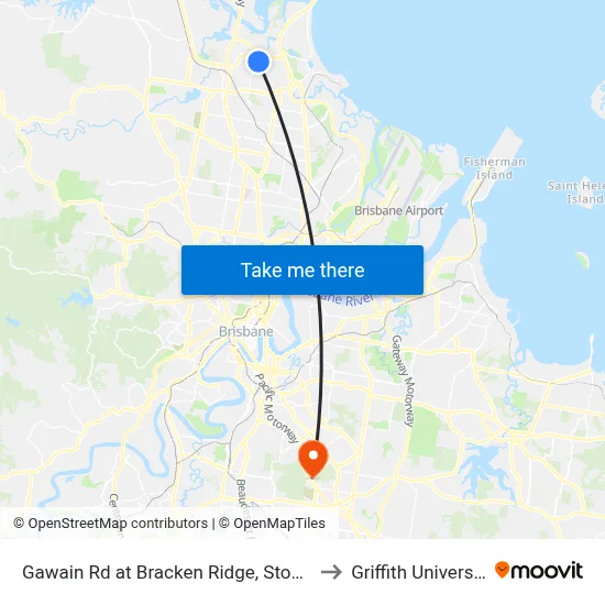 Gawain Rd at Bracken Ridge, Stop 43 to Griffith University map