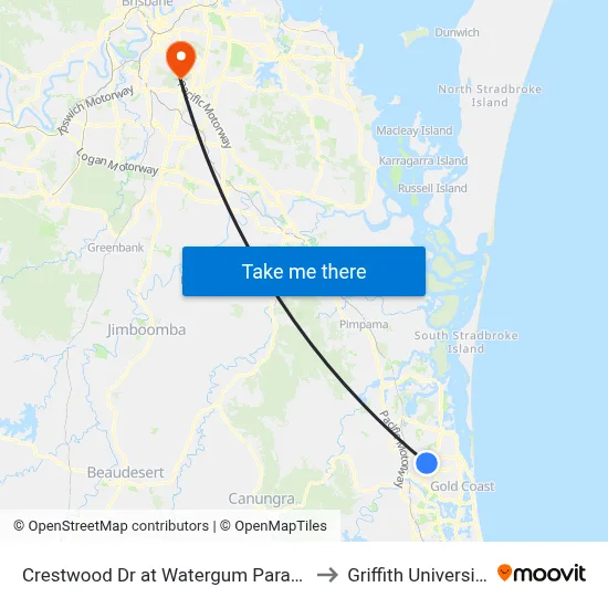 Crestwood Dr at Watergum Parade to Griffith University map