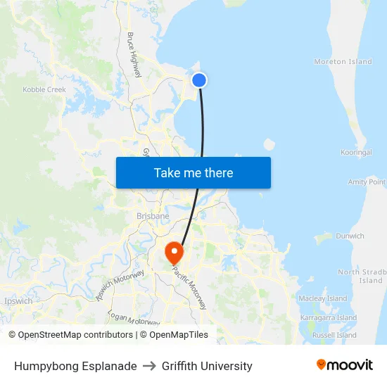 Humpybong Esplanade to Griffith University map