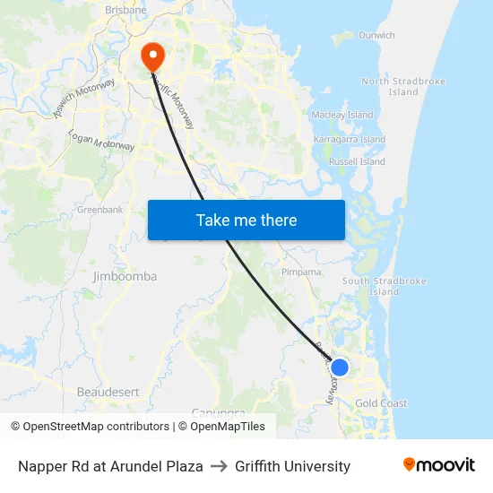 Napper Rd at Arundel Plaza to Griffith University map