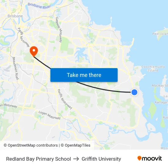 Redland Bay Primary School to Griffith University map