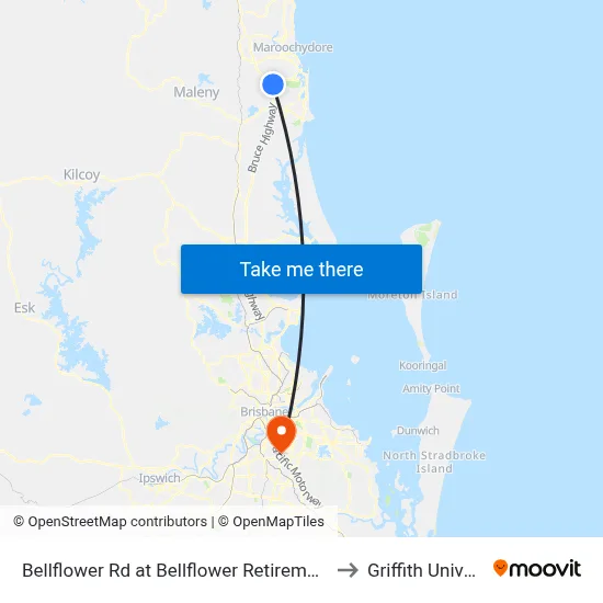 Bellflower Rd at Bellflower Retirement Resort to Griffith University map