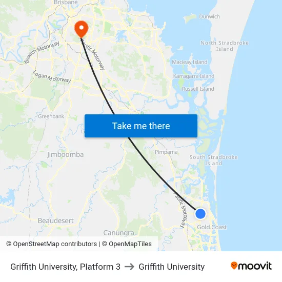 Griffith University, Platform 3 to Griffith University map