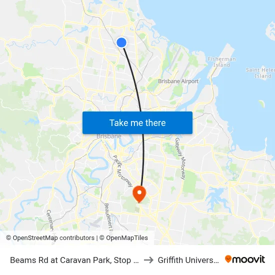 Beams Rd at Caravan Park, Stop 49 to Griffith University map