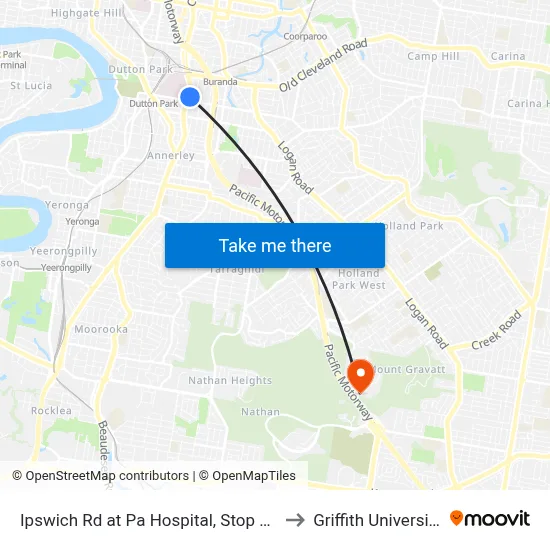 Ipswich Rd at Pa Hospital, Stop 14 to Griffith University map