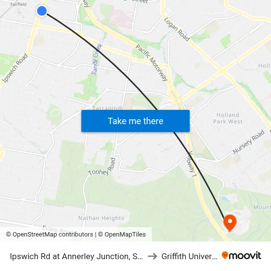 Ipswich Rd at Annerley Junction, Stop 22 to Griffith University map