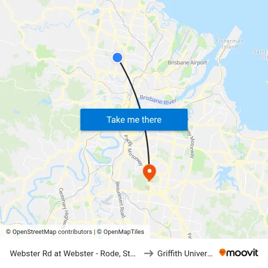 Webster Rd at Webster - Rode, Stop 37 to Griffith University map