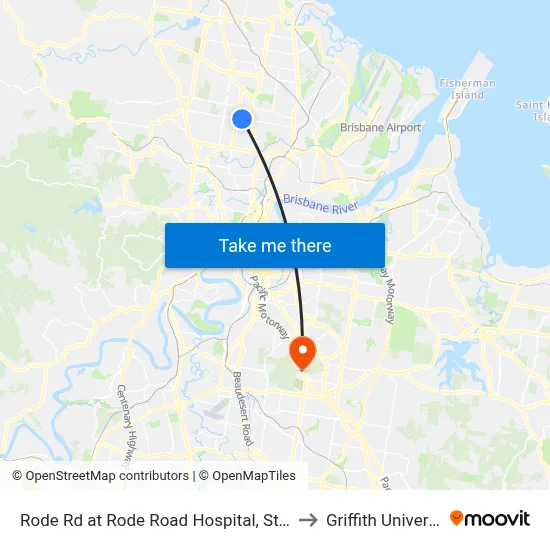 Rode Rd at Rode Road Hospital, Stop 36 to Griffith University map