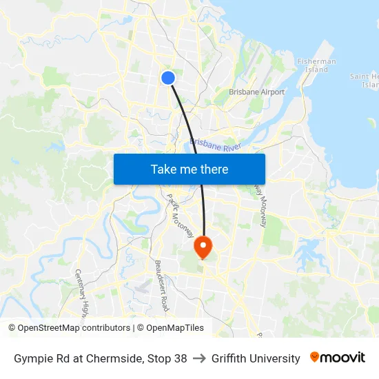Gympie Rd at Chermside, Stop 38 to Griffith University map