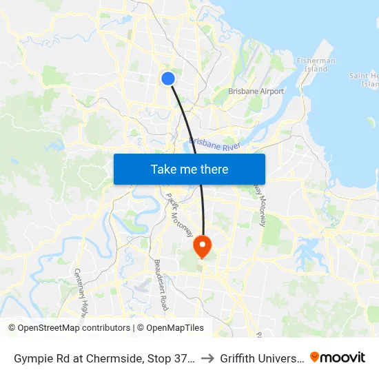 Gympie Rd at Chermside, Stop 37/38 to Griffith University map
