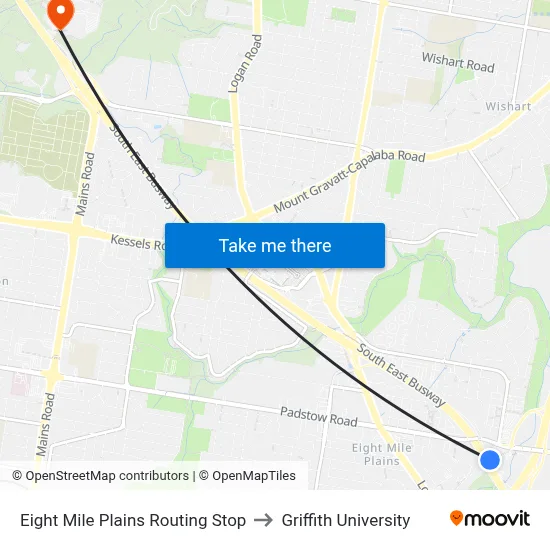 Eight Mile Plains Routing Stop to Griffith University map