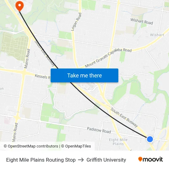 Eight Mile Plains Routing Stop to Griffith University map