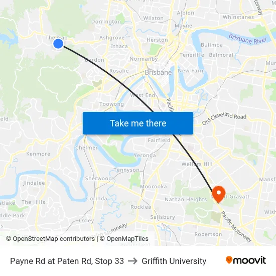 Payne Rd at Paten Rd, Stop 33 to Griffith University map