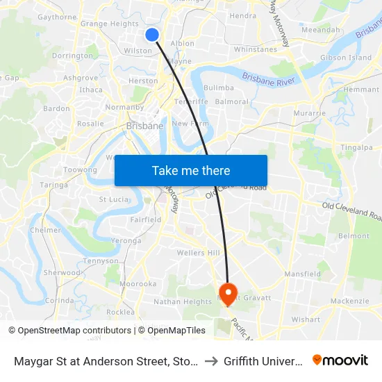 Maygar St at Anderson Street, Stop 21 to Griffith University map