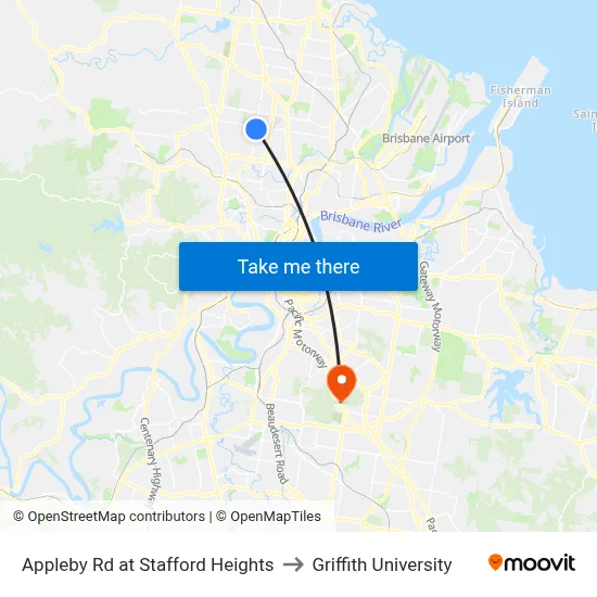 Appleby Rd at Stafford Heights to Griffith University map