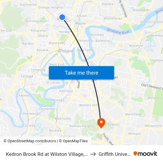 Kedron Brook Rd at Wilston Village, Stop 20 to Griffith University map