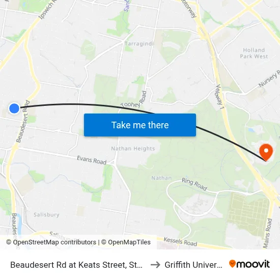 Beaudesert Rd at Keats Street, Stop 35 to Griffith University map