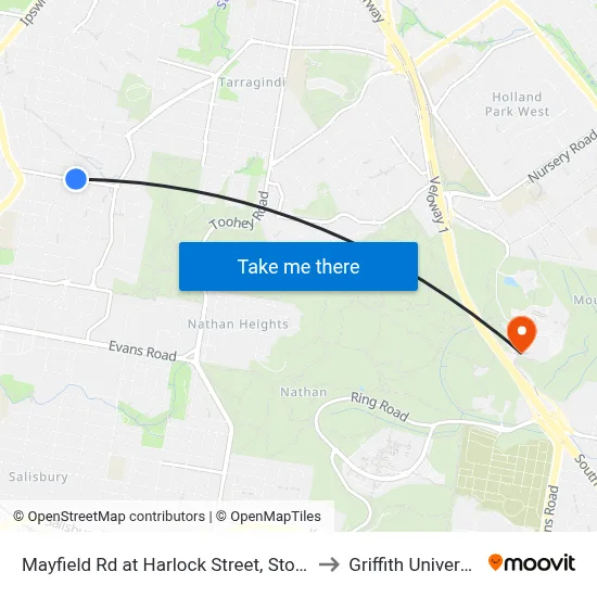 Mayfield Rd at Harlock Street, Stop 31 to Griffith University map