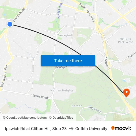 Ipswich Rd at Clifton Hill, Stop 28 to Griffith University map