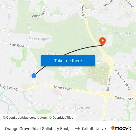 Orange Grove Rd at Salisbury East, Stop 51 to Griffith University map