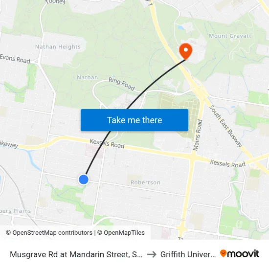 Musgrave Rd at Mandarin Street, Stop 54 to Griffith University map