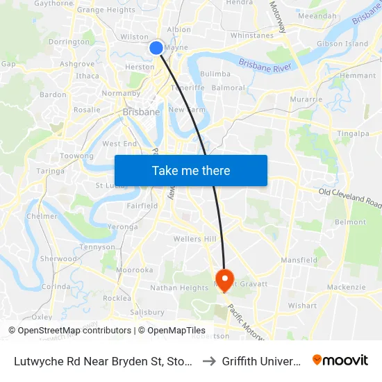 Lutwyche Rd Near Bryden St, Stop 11 to Griffith University map