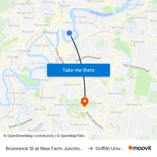 Brunswick St at New Farm Junction, Stop 14 to Griffith University map