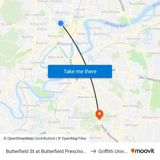 Butterfield St at Butterfield Preschool, Stop 11a to Griffith University map